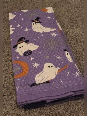 Martha Stewart Ghosts Flying Purple White Kitchen Towel Set Of 3